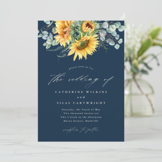 Elegant Rustic Sunflower Wedding Kaart (Staand voorkant)