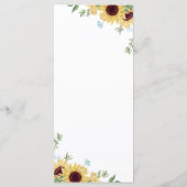 Elegant Rustic Sunflower Wedding Menu (Achterkant)