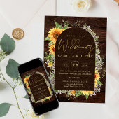Elegant Rustic Sunflowers and Lace Wedding Invite Kaart