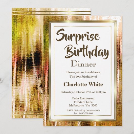 Elegant Rustic Surprise 40e geboortedag Kaart (Voorkant / Achterkant)