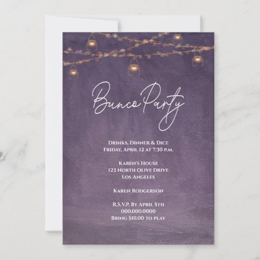 Elegant Rustic Tea Light Bunco Kaart (Voorkant)