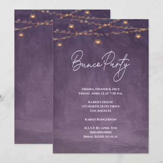 Elegant Rustic Tea Light Bunco Kaart (Voorkant / Achterkant)