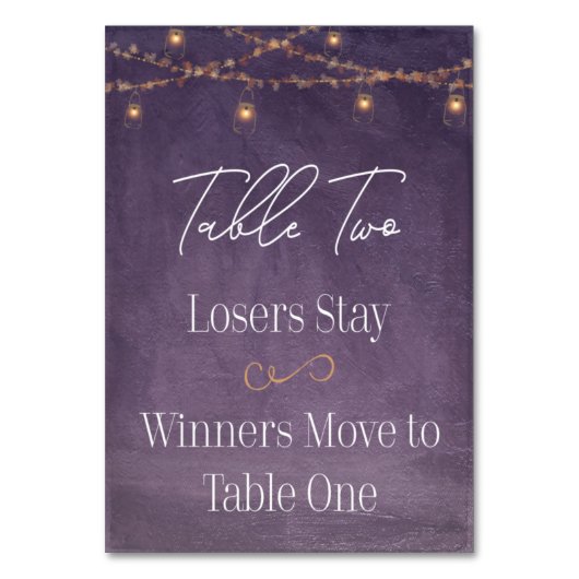 Elegant Rustic Tea Lights Paarse Bunco Tabel 2 Kaart (Achterkant)