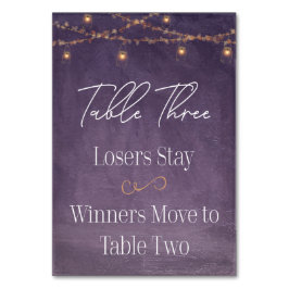 Elegant Rustic Tea Lights Paarse Bunco Tabel drie Kaart