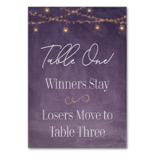 Elegant Rustic Tea Lights Paarse Bunco Tabel One Kaart