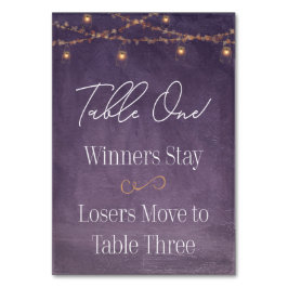 Elegant Rustic Tea Lights Paarse Bunco Tabel One Kaart