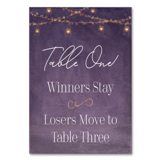 Elegant Rustic Tea Lights Paarse Bunco Tabel One Kaart (Voorkant)