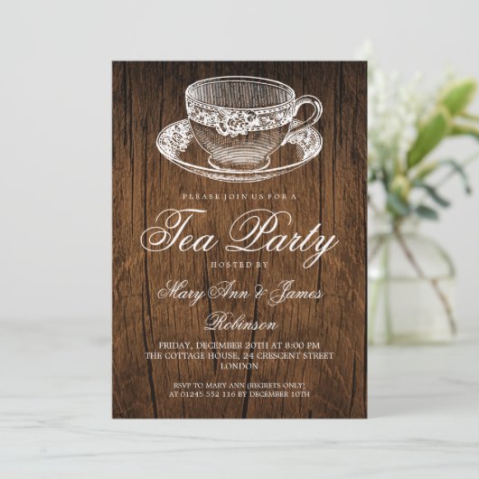 Elegant RUSTIC Tea Party  Tea Cup  Kaart (Staand voorkant)