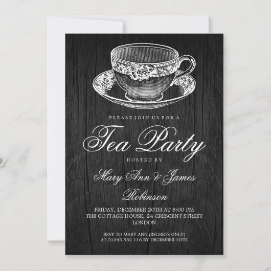 Elegant RUSTIC Tea Party  Tea Cup Kaart (Voorkant)