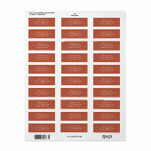 Elegant Rustic Terracotta Ember Return Address Etiket (Full Sheet)