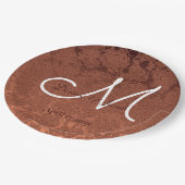 Elegant Rustic Terracotta Fall Wedding Monogram Papieren Bordje (Gekanteld)