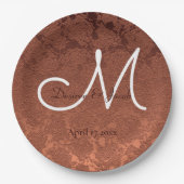 Elegant Rustic Terracotta Fall Wedding Monogram Papieren Bordje (Voorkant)