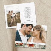 Elegant Rustic Terracotta Floral 2 Photo Wedding Bedankkaart