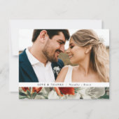 Elegant Rustic Terracotta Floral 2 Photo Wedding Bedankkaart (Voorkant)