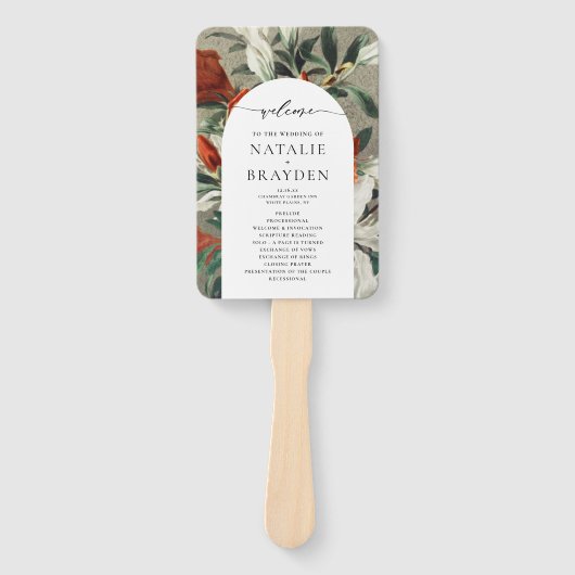 Elegant Rustic Terracotta Florals Wedding Programm Handwaaier (Voorkant)