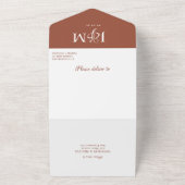 Elegant Rustic Terracotta Monogram Weddenschap All In One Uitnodiging (Buitenkant)