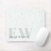 Elegant Rustic Terrazzo Stone Grey Name Monogram Muismat (Met muis)