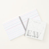 Elegant Rustic Terrazzo Stone Grey Name Monogram Notitieboek (Binnen)