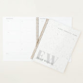 Elegant Rustic Terrazzo Stone Grey Name Monogram Planner (Display)