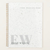 Elegant Rustic Terrazzo Stone Grey Name Monogram Planner (Voorkant)