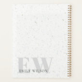 Elegant Rustic Terrazzo Stone Grey Name Monogram Planner (Achterkant)