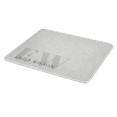 Elegant Rustic Terrazzo Stone Grey Name Monogram Snijplank (Hoek)