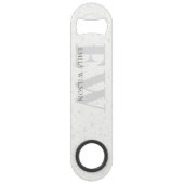Elegant Rustic Terrazzo Stone Grey Name Monogram Speed Flessenopener (Voorkant)