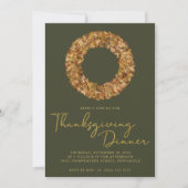 Elegant Rustic Thanksgiving Autumn Wreath on Green Kaart (Voorkant)
