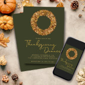 Elegant Rustic Thanksgiving Autumn Wreath on Green Kaart