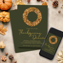 Elegant Rustic Thanksgiving Autumn Wreath on Green