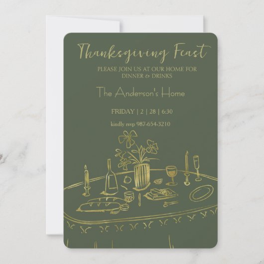 Elegant Rustic Thanksgiving Dinner Kaart (Voorkant)