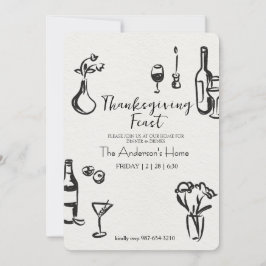 Elegant Rustic Thanksgiving Dinner Kaart