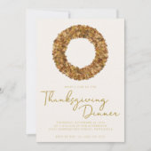 Elegant Rustic Thanksgiving Herfst Wreator Gold Fo Kaart (Voorkant)