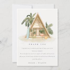 Elegant Rustic Tropical Palm Beach Shack Wedding Bedankkaart