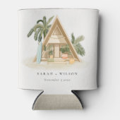 Elegant Rustic Tropical Palm Beach Shack Wedding Blikjeskoeler (Voorkant)