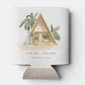 Elegant Rustic Tropical Palm Beach Shack Wedding Blikjeskoeler (Achterkant)