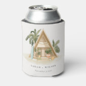 Elegant Rustic Tropical Palm Beach Shack Wedding Blikjeskoeler (Blikje Achterkant)