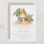 Elegant Rustic Tropical Palm Beach Shack Wedding Kaart (Voorkant / Achterkant)