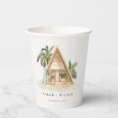 Elegant Rustic Tropical Palm Beach Shack Wedding Papieren Bekers (Voorkant)