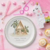 Elegant Rustic Tropical Palm Beach Shack Wedding Papieren Bordje (Feest)