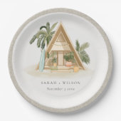 Elegant Rustic Tropical Palm Beach Shack Wedding Papieren Bordje (Voorkant)
