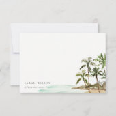 Elegant Rustic Tropical Palm Trees Beach Sand Notitiekaartje (Voorkant)