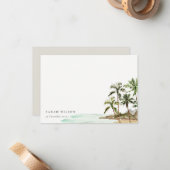 Elegant Rustic Tropical Palm Trees Beach Sand Notitiekaartje (Voorkant / Achterkant in situ)