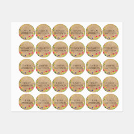 Elegant Rustic Tulip Floral add Jouw naam School Labels