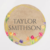 Elegant Rustic Tulip Floral add Jouw naam School Labels (Design 1)
