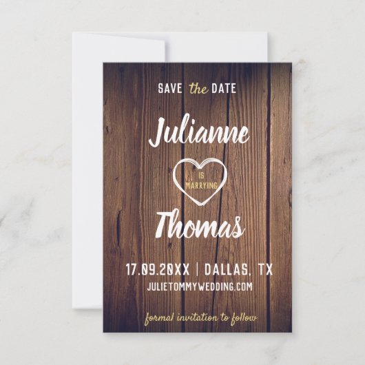 Elegant Rustic Typografie No Photo Wedding Save The Date (Voorkant)