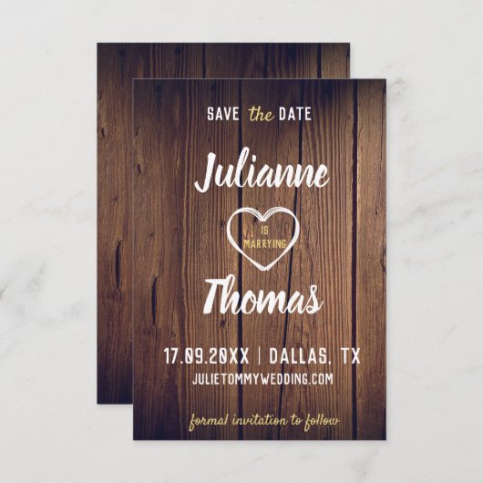 Elegant Rustic Typografie No Photo Wedding Save The Date (Voorkant / Achterkant)