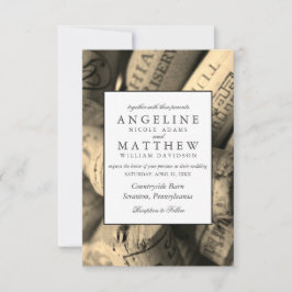 Elegant Rustic Vineyard & Wine Cork Wedding Card Kaart