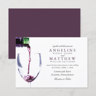 Elegant Rustic Vineyard & Wine Glass Wedding Card Kaart