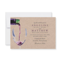 Elegant Rustic Vineyard & Wine Glass Wedding Card